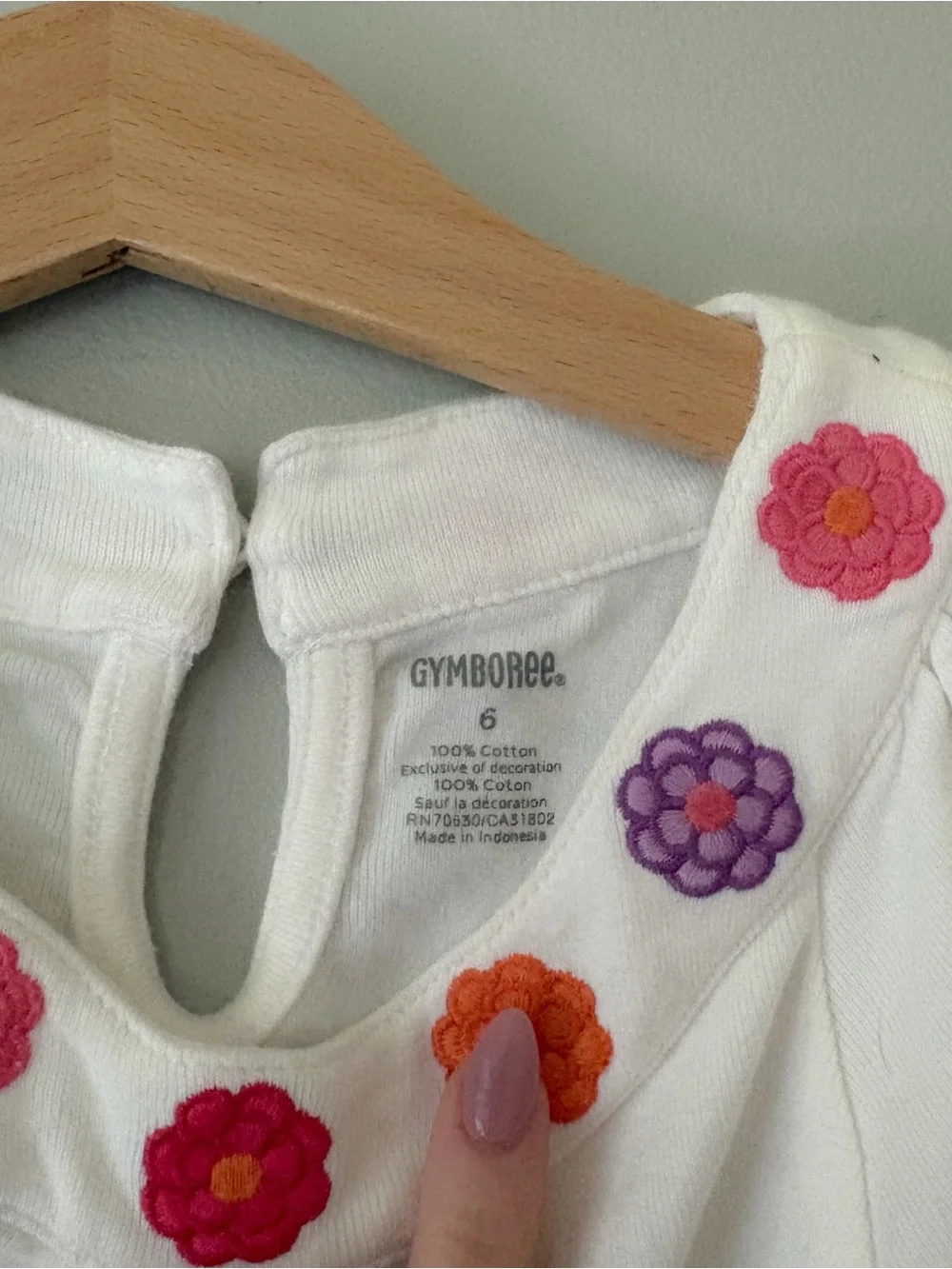 Y2K Gymboree White Tank Top with Pink, Purple & Orange Flower Appliqués